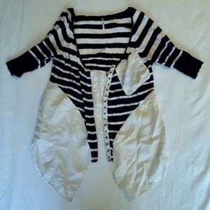 Free People Black White Striped Cardigan Top